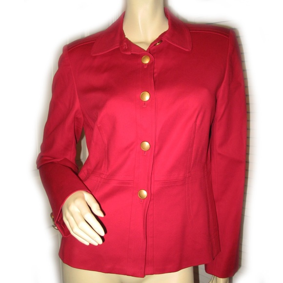 NWT New Rafaella Womens Red Blazer Jacket size 12 P Long Sleeve Business Career - Picture 1 of 8